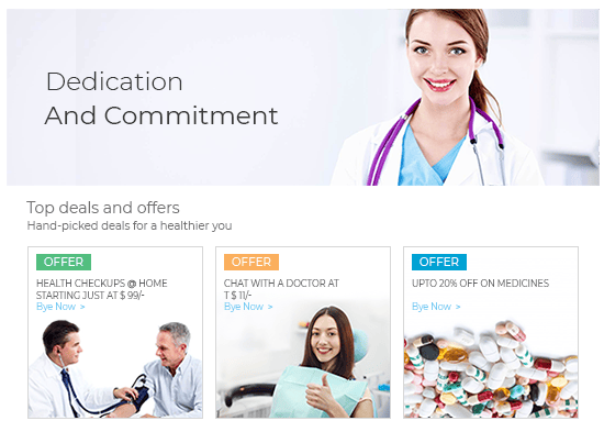 Healthcare deals on an online medical services portal built using StoreHippo ecommerce platform