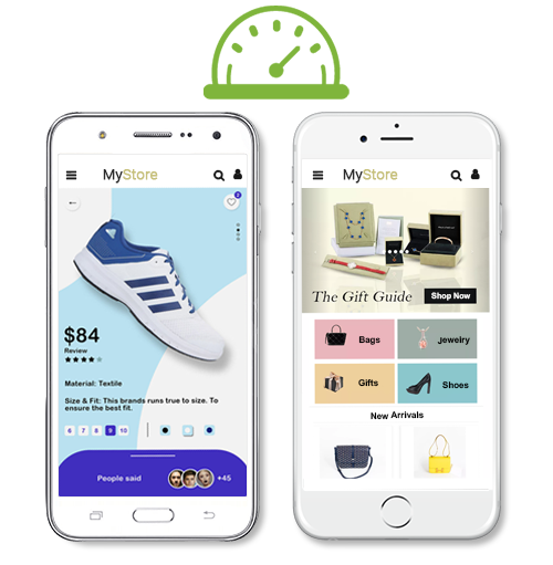 2 mobile apps themes of an online store optimized for speed & performance with StoreHippo headless commerce solutions.