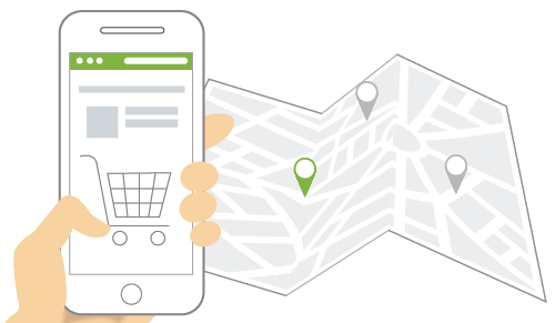 Ecommerce mobile app with an inbuilt map feature to enable geolocation-based automatic order routing.